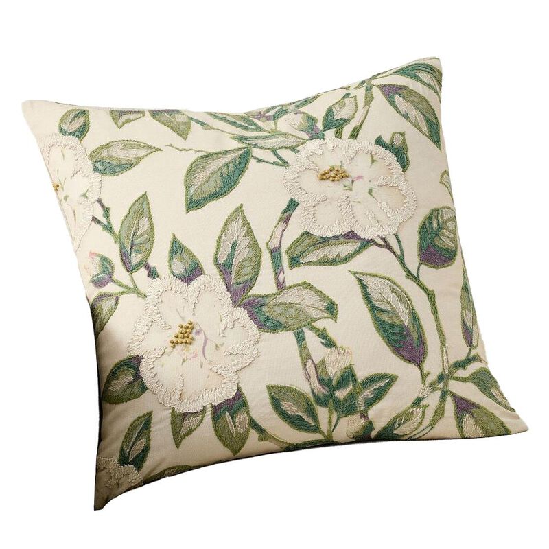 Pottery Barn Vintage Islands Magnolia Emb Cushion Cover 56cm Green image number 0